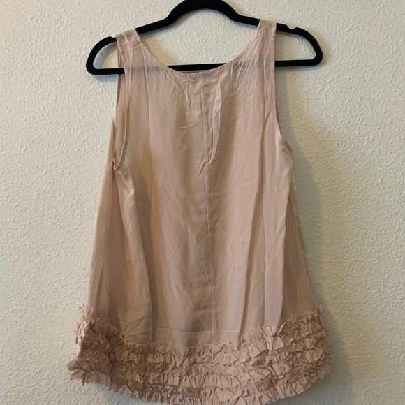 Light rose pink tank with ruffles at bottom - Picture 2 of 3